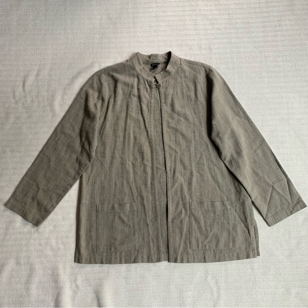 Eileen Fisher Petite Light Taupe Linen Cardigan